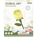 Vorderseite der Verpackung der Robotime Green Rose, Kunststoffbausatz einer grünen Rose