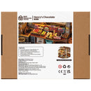 Rückseite der Verpackung der Robotime Henry’s Chocolate, Miniaturhaus eines altmodischen Schokoladengeschäfts