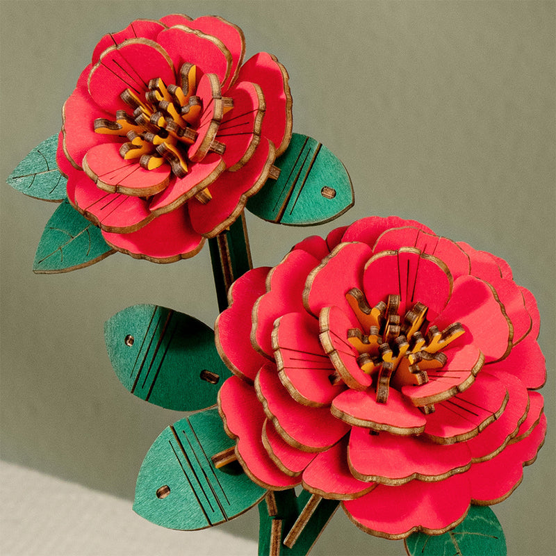Robotime Red Camellia / Blutrote Kamelie | DIY Blumen Holzbastelset ...