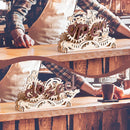 Geteiltes Bild des Robotime Open Closed Sign, obere Hälfte im Open Zustand, untere Hälfte im Closed Zustand