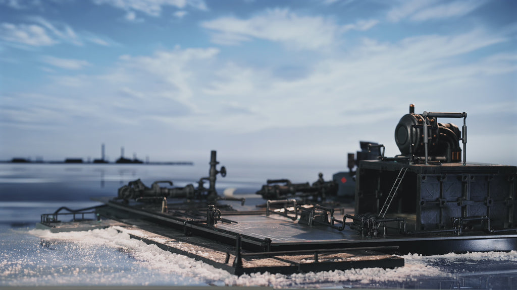 Atmosphärische Videopräsentation der Robotime Navi Lighthouse und Oil Extractor, zwei Sets aus der Industrial City Serie