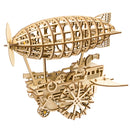 Produktfoto der Robotime Air Vehicle, Holzmodellbau eines mechanischen, fahrenden Steampunk-Zeppelins