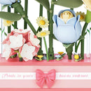 Detail des Textes und einiger Blumen aus der Robotime Blooming Bouquet Box