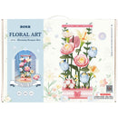 Vorderseite der Verpackung der Robotime Blooming Bouquet Box, mechanischer Bausatz aus Kunststoff mit beweglichen Blumen