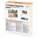 Rückseite der Verpackung der Robotime Butter Bakery House, Miniatur- Bäckerei aus Kunststoff in einer kleinen Vitrine