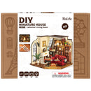 Vorderseite der Verpackung der Robotime Catherine’s Living Room, DIY Miniaturhaus eines Vintage-Wohnzimmers