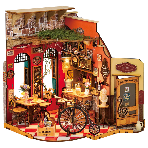 Produktfoto der Robotime Cheers Bar & Dining, Miniaturhaus einer altmodischen gemütlichen Bar