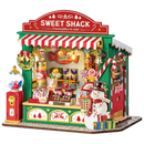 Produktfoto der Robotime Christmas Candy Stand, Bausatz für einen Miniatur-Süßigkeitenstand im Weihnachtsdesign