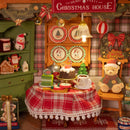 Das Wohnzimmer in Weihnachtsstimmung der Robotime Christmas Eve Party