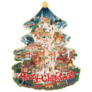 Produktfoto der Robotime Christmas Town, Weihnachtsbaum-Puzzle mit ungewöhnlichen Teilen, die ein Dorf in weihnachtlicher Atmosphäre darstellen
