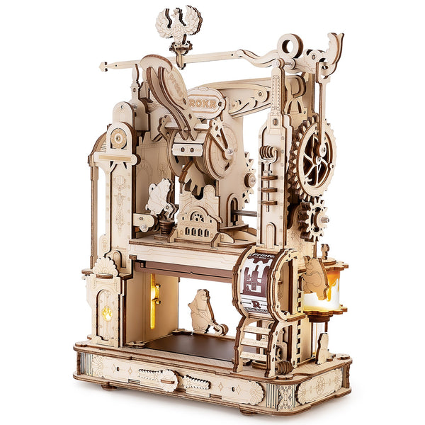 Produktfoto der Robotime Classic Printing Press, Holzmodllbau einer funktionierenden Druckerpresse