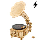 Produktfoto der Robotime Classical Gramophone, Holzmodellbau eines elektrisches Grammophons