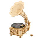 Produktfoto der Robotime Classical Gramophone, Holzmodellbau eines funktionierenden Grammophons
