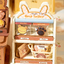 Vorverpackte Kekse, präsentiert in einem Display im Robotime Cookii Bunny’s Cookie Shop