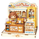 Produktfoto der Robotime Cookii Bunny’s Cookie Shop, Miniaturhaus einer Keksladen mit Cookii Bunny hinter der Theke