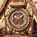 Nahaufnahme des Uhrwerks der Robotime Cuckoo Clock