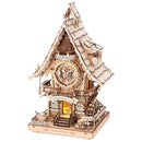 Produktfoto der Robotime Cuckoo Clock Naturfarbenes Holz, Holzbausatz einer Kuckucksuhr in Naturholzfarbe