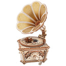 Produktfoto der Robotime Diva Gramophone, Holzbausatz für eine Spieluhr in Form eines alten Plattenspielers