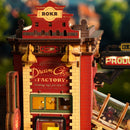 Nahaufnahme des oberen Teils der Fassade der Robotime Dream Gift Factory