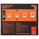 Rückseite der Verpackung der Robotime Dust Cover Landscape S, Kunststoff-Bausatz für eine Vitrine mit einer Länge von 205 mm, einer Breite von 177 mm und einer Höhe von 137 mm (Innenmaße)
