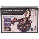 Vorderseite der Verpackung der Robotime Emperor Scorpion, electric construction kit of a stag beetle in steampunk style