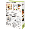 Rückseite der Verpackung der Robotime Farmhouse Kitchen, Kunststoff-Miniaturküche im Vintage-Landhausstil