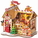 Produktfoto der Robotime Gingerbread House, Miniaturhaus eines Lebkuchenhauses in weihnachtlicher Atmosphäre