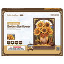 Vorderseite der Verpackung der Robotime Golden Sunflower, Diorama-Bausatz aus Holz, inspiriert von Van Goghs Sonnenblumen