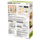 Rückseite der Verpackung der Robotime Holiday Tea Time, Kunststoff-Miniatur-Wohnzimmer, in dem ein gemütlicher Tee-Moment stattfindet