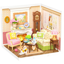 Produktfoto der Robotime Holiday Tea Time, Kunststoff-Miniatur-Wohnzimmer, in dem ein gemütlicher Tee-Moment stattfindet