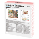 Rückseite der Verpackung der Robotime Honey Tea Lounge, Miniatur-Teesalon aus Kunststoff in einer kleinen Vitrine