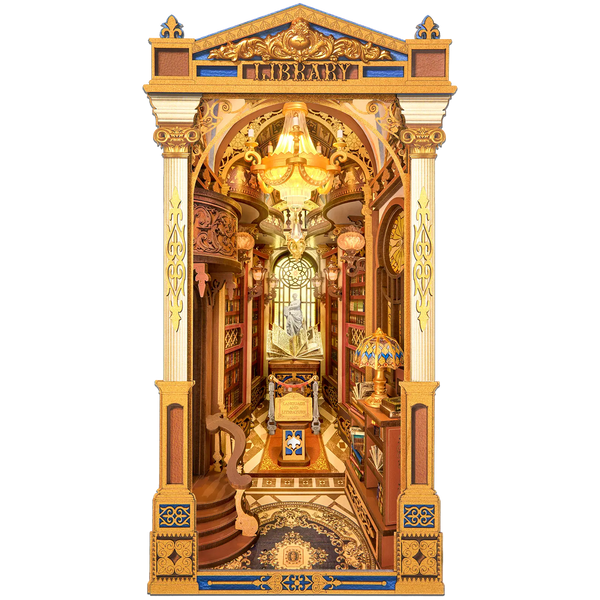Produktfoto der Robotime Library of Wonders, Book Nook Holzbausatz einer altmodischen, luxuriösen Bibliothek