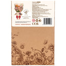 Rückseite der Verpackung der Robotime Light Orange Gerbera, Holzbausatz einer hellorangen Gerbera