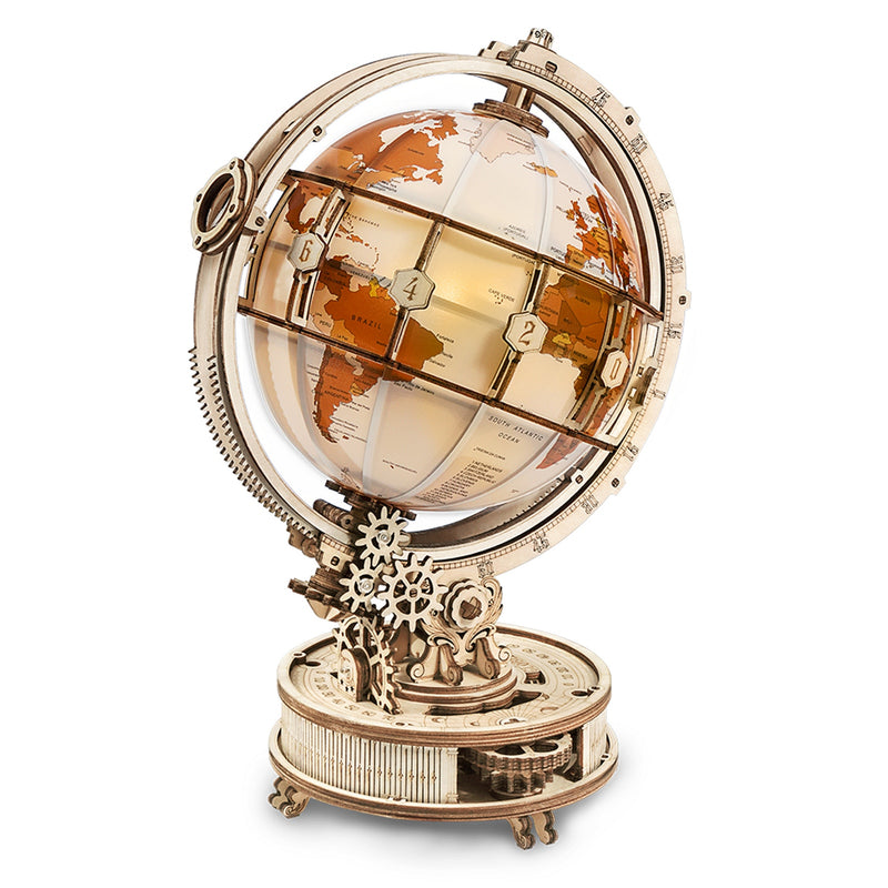 Produktfoto der Robotime Luminous Globe, Holzmodellbau einer beleuchteter Globus