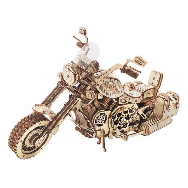 Produktfoto der Robotime Motor, Holzmodellbau eines fahrenden Motorrads
