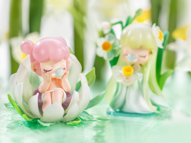 Saussurea und Narcissus Varianten van de Robotime Nanci Flower Stories blind box serie