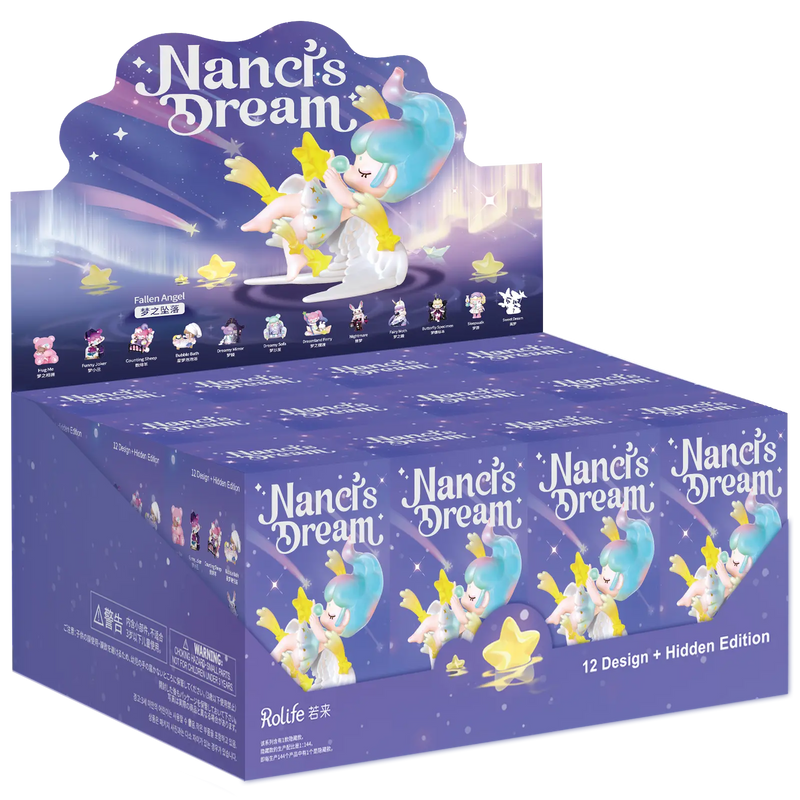 Ein Display mit zwölf Verpackungen aus der Robotime Nanci's Dream Blind Box Serie