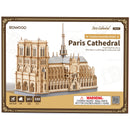 Vorderseite der Verpackung der Robotime Paris Cathedral, Holzmodellbau der Notre-Dame in Paris