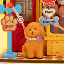 Hündchen vor der Tür des Robotime Pawfect Pet Shop