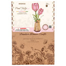 Vorderseite der Verpackung der Robotime Pink Tulip, Holzbausatz einer rosa Tulpe