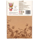 Rückseite der Verpackung der Robotime Purple Moth Orchid, Holzbausatz einer lila Orchidee