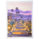 Produktfoto der Robotime Purple Sunset Walk, 1.000-teiliges Puzzle einer Straße in einer ruhigen Kleinstadt bei einem violetten Sonnenuntergang