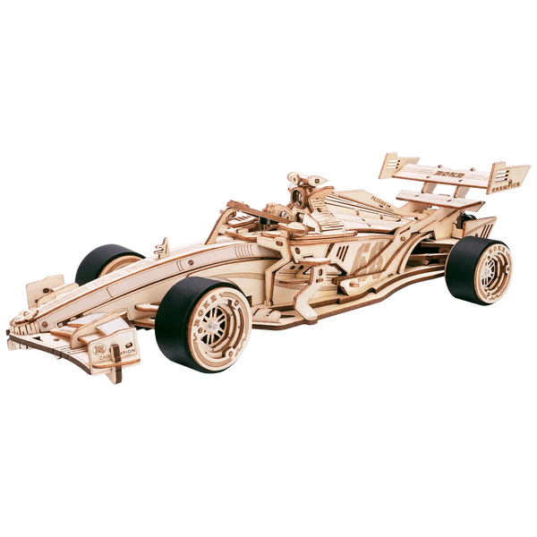 Produktfoto der Robotime Racing Car, Holzmodellbau eines fahrenden Rennwagens