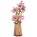 Produktfoto der Robotime Sakura, Holzbausatz einer rosa Kirschblüte