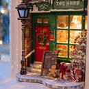 Die stimmungsvolle Schaufensterauslage des Robotime Santa's Toy Shop