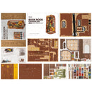 Verpackungsinhalt der Robotime Silent Corner Study, Holzbausatz einer Book Nook Buchstütze