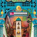 Nahaufnahme der Häuser, der U-Bahn-Tafel und der Oberseite des Robotime Street Scene Book Nook