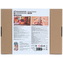 Rückseite der Verpackung der Robotime Street Scene, Book Nook eines Straßenbildes in Perspektive mit einer Treppe im Vordergrund