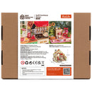 Rückseite der Verpackung der Robotime Sunlit Farmhouse Kitchen, Miniaturhaus im Stil einer Landhausküche