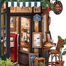 Details von einem der Sitzplätze und dem Eingang des Robotime Tipsy Restaurant